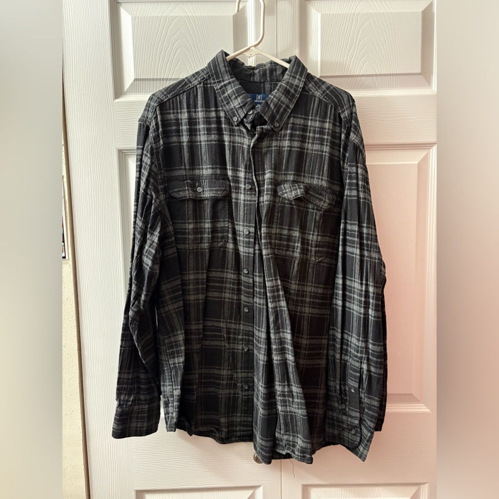 George Black and Gray Casual Button Down flannel Shirt